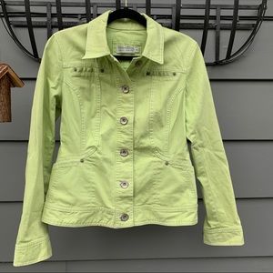 Tribal Jeans lime green denim jacket// size 4